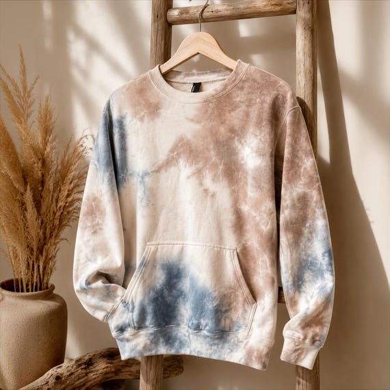 Hand-Dyed Tie Dye Fleece Sweatshirt | Kangaroo Pocket, Unisex Pullover Loungewear
