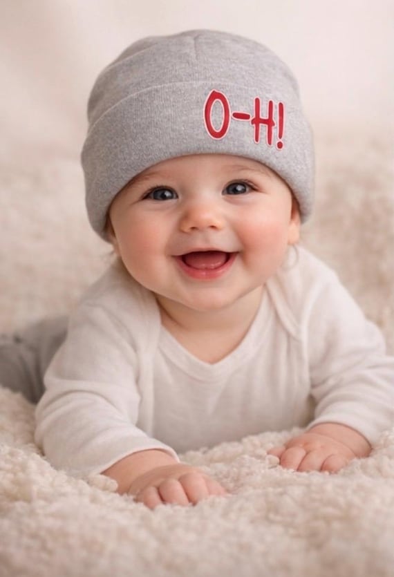 Ohio State Baby Knit Hat | Buckeye Newborn Gift, O-H!