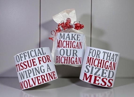 Ohio Rivalry Toilet Paper | Make Michigan Our Bichigan Red & Gray Gag Gift | Funny Bathroom Decor | Michigan Haters | Rivalry Week Gift