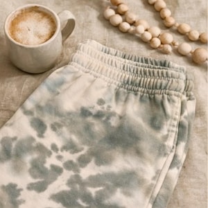 Spodnie dresowe Sage Whisper Tie Dye z kieszeniami, odzież domowa w dużym rozmiarze, długie, z polaru