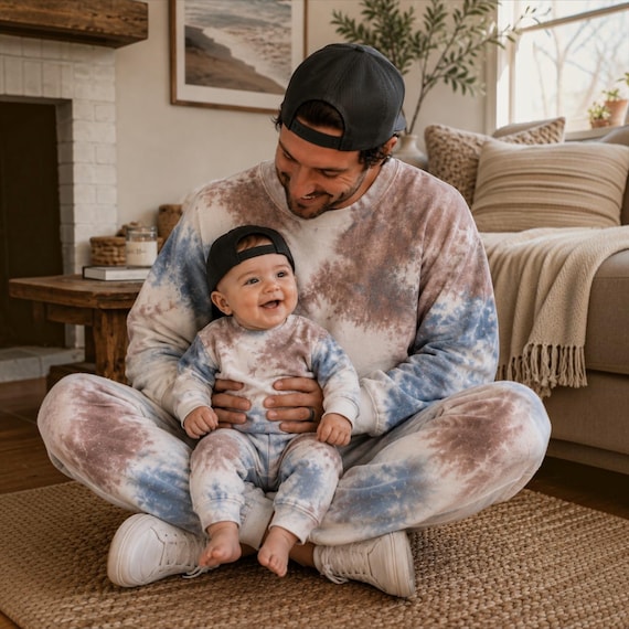 Daddy and Me Matching Outfits, Hand-Dyed Harbor Haze Sweatshirt & Romper