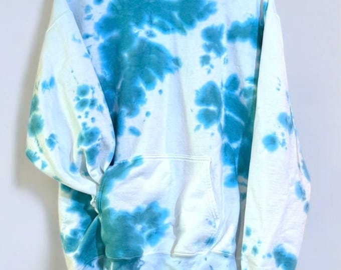 Featured listing image: Unisex Crumple Tie Dye Fleece Sweatshirt with Kangaroo Pocket | Cozy Crewneck Pullover | Matching Loungewear Set | Handmade Tie Dye