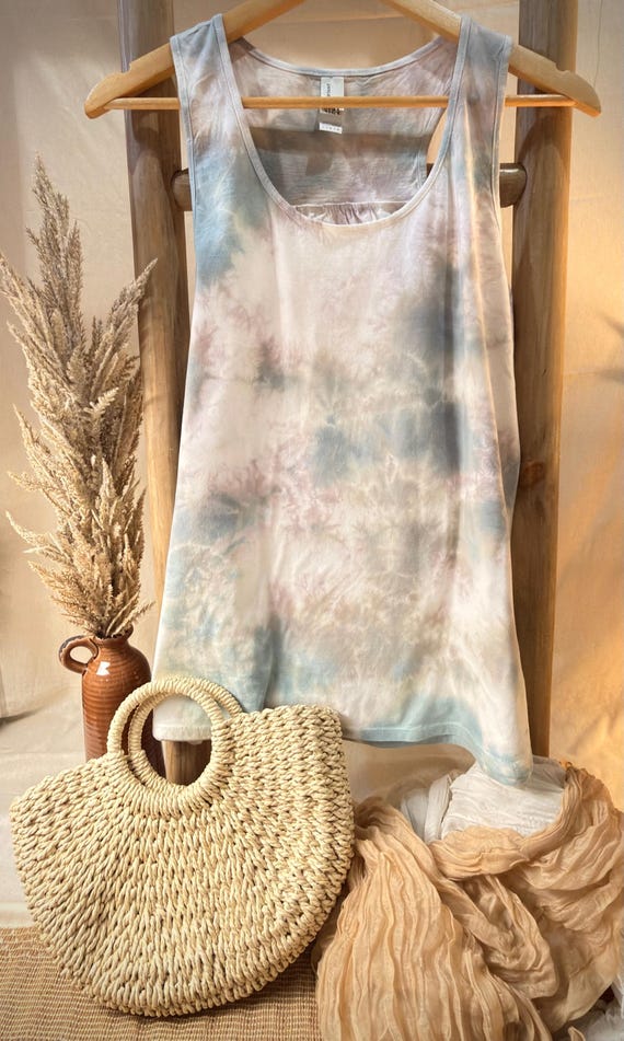 Hand Dyed Racerback Tank Top: Boho Festival Loungewear