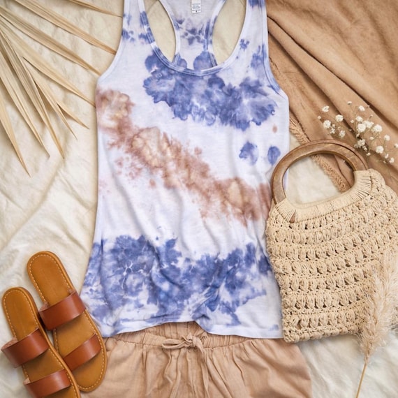 Hand Dyed Racerback Tank Top: Boho Festival Loungewear