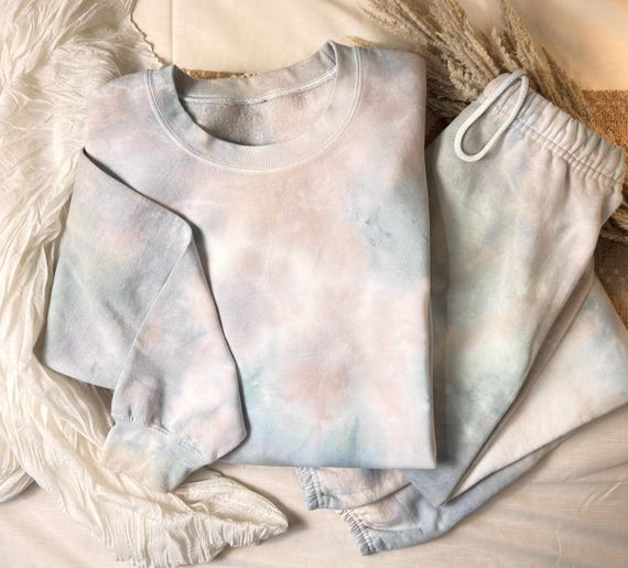 Cloud Drift Lounge Set | Hand Dyed Sweatshirt & Jogger Set | Soft Neutral Tie Dye | Cozy Loungewear | Minimalist Matching Set | Drift Collec