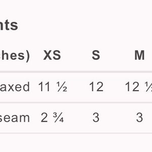 May include: Size chart showing waist and inseam measurements in inches for sizes XS, S, M, L, and XL.