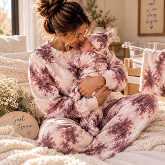 Mama Mini Tie Dye Lounge Set, Matching Mommy Baby Outfits, Hand Dyed Outfits
