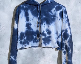 Tie Dye Cropped Hoodie: Fleece Loungewear Sweatshirt