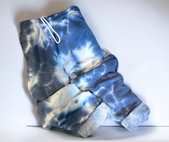 Fleece Tie Dye Sweatpants with pockets and open leg, Crumple Tie Dye Sweats, Plus Size Sweatpants, Loungewear, Gift for Him or Her