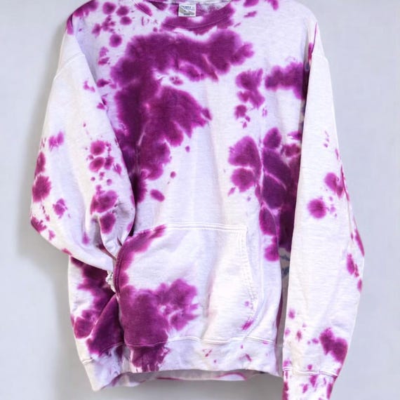Unisex Crumple Tie Dye Fleece Sweatshirt with Kangaroo Pocket | Cozy Crewneck Pullover | Matching Loungewear Set | Handmade Tie Dye