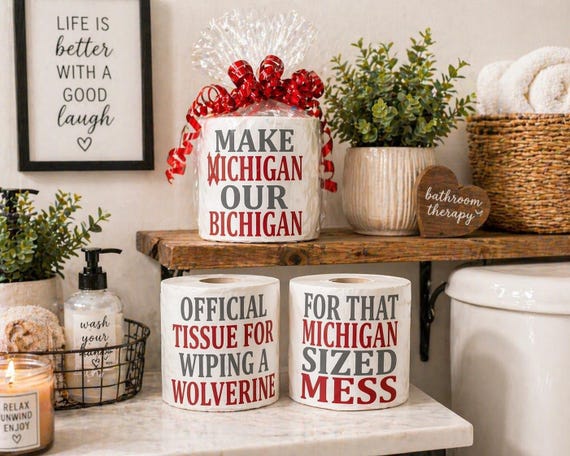 Ohio Rivalry Toilet Paper | Make Michigan Our Bichigan Red & Gray Gag Gift | Funny Bathroom Decor | Michigan Haters | Rivalry Week Gift