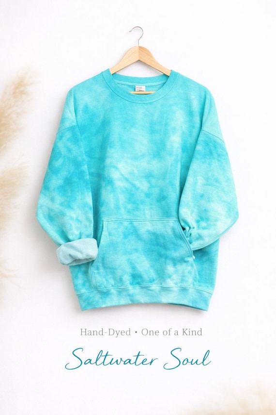 Hand-Dyed Cloud Wash Sweatshirt | One of a Kind Tie Dye | Kangaroo Pocket Pullover | Purple Haze, Black Out, Case of the Blues, Saltwater
