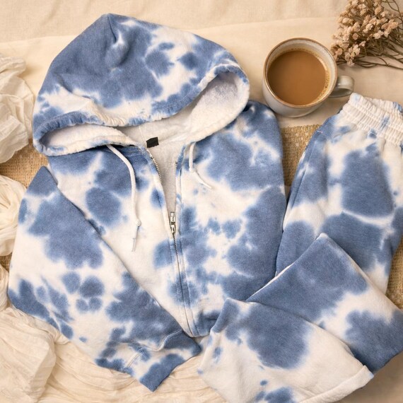 Sage Tie Dye Sweat Set | Unisex Hoodie Jogger Loungewear | Hand Dyed Cozy Outfit