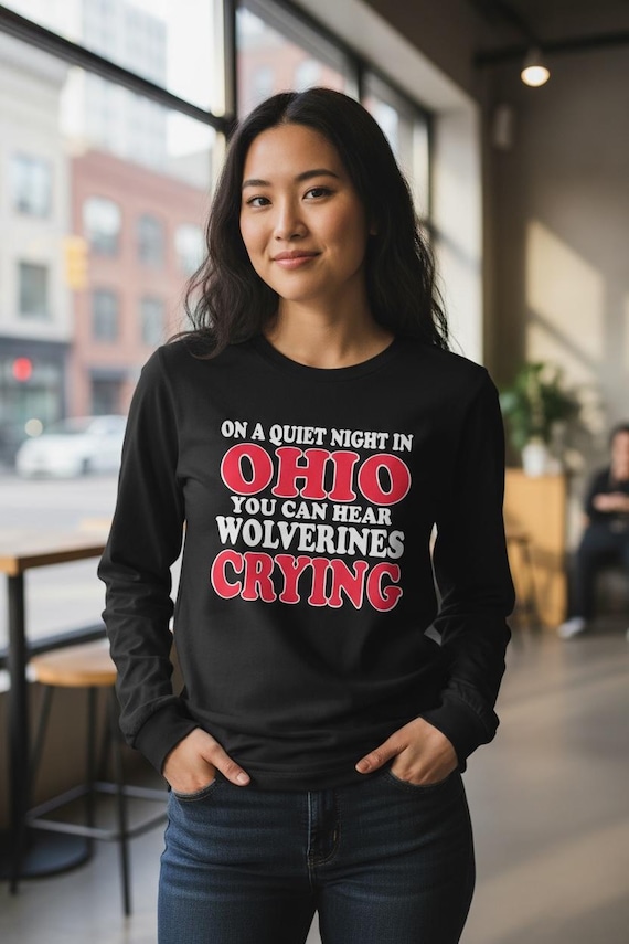 Ohio State Buckeyes Long Sleeve Crewneck: "Wolverines Crying" Unisex Shirt