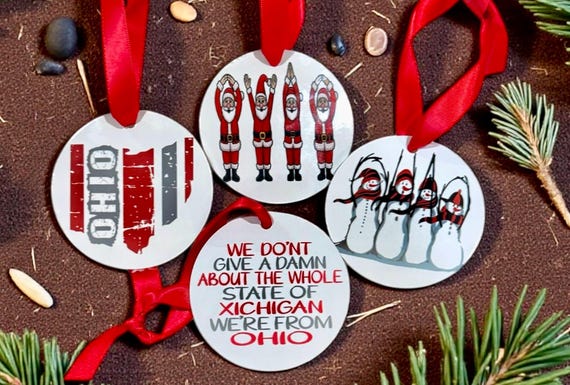 Acrylic Double-Sided Ohio Ornament • Scarlet & Gray Christmas • Ohio Gift • Sublimation Ornament • Ohio Home Décor