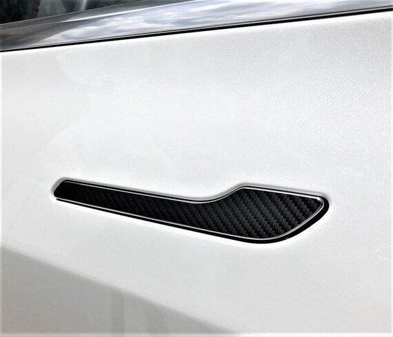 Tesla Model 3 Door Handle Black Carbon Fiber Look Wrap Etsy