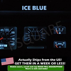 May include: A set of blue LED gauge lights for a car dashboard. The gauges include a speedometer, fuel gauge, and temperature gauge. The gauges are illuminated with a bright blue light. The text "ICE BLUE" is displayed at the top of the image.