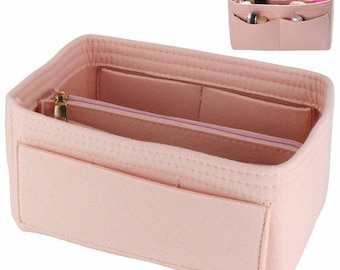 Pink Felt Purse Handbag Organizer Insert - Multi pocket Storage Tote Shaper Liner Bag