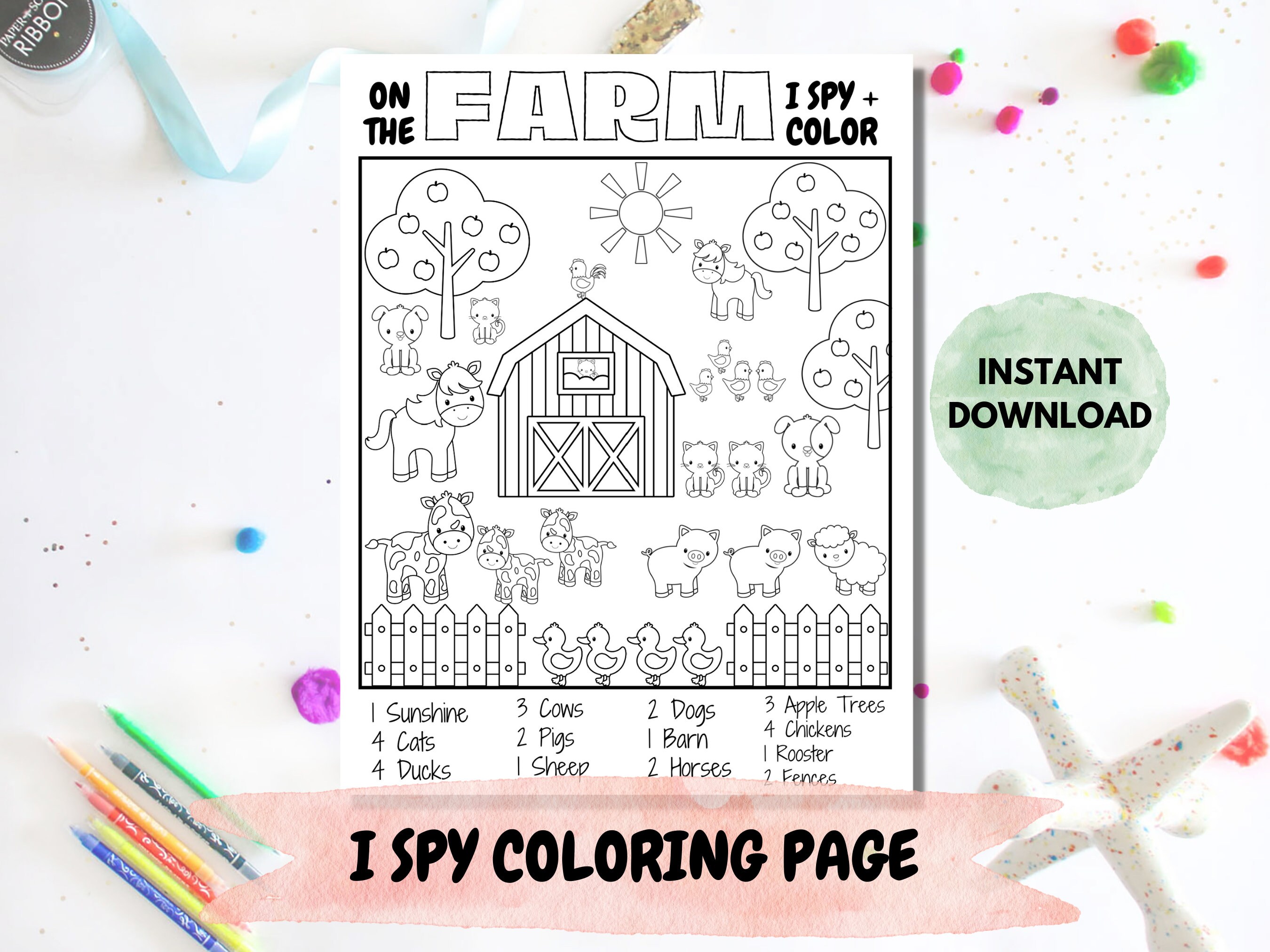I Spy Coloring Sheet Printable Coloring Sheet Toddler - Etsy