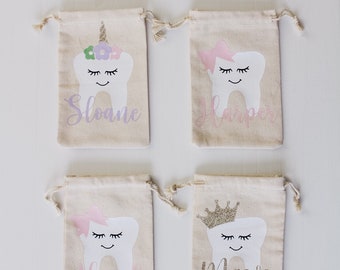 Personalized Tooth Fairy Bags, Tooth Bag, Tooth Fairy Keepsake Bag, Custom Tooth Fairy Pouch, Kids Tooth Fairy Bag, Gift for Kids