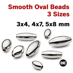 Sterling Silver Oval Bead, 3 Sizes, Wholesale Bulk Pricing, (SS-2013)