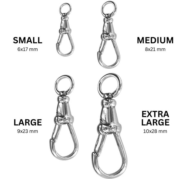 Cierre giratorio Albert de plata de ley con anilla de salto para cadenas y relojes, cierre de mosquetón tipo langosta, tamaños: 17 mm, 19 mm, 23 mm y 28 mm (SS/878)