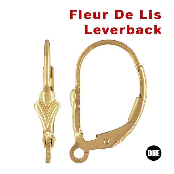 14k Gold Filled Fleur De Lis Lever back, (GF-323)