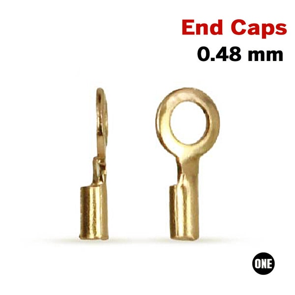 0.48 mm ID 14K Gold Filled Crimp End Caps, (GF/296)