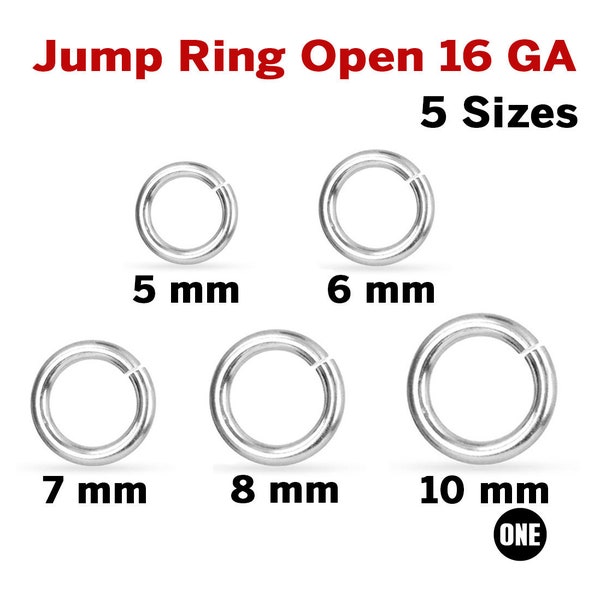 Sterling Silver Jump Ring Open 16 GA, 5 Sizes, Wholesale Bulk Pricing, (SS-JR16)