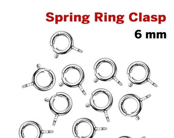 20 Pcs, 925 Sterling Silver 6mm Spring Ring Clasp, (SS-840)