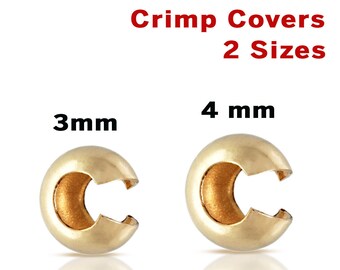 3mm Gold Crimp Covers 50 PCS 14K Gold Filled 3mm Crimp Bead Covers