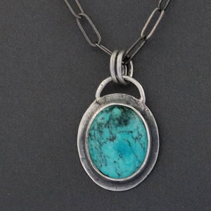 Sterling Silver Artisan Turquoise Handcrafted Pendant, (SP-5613)