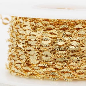 14K Gold Filled Starburst Sequin Chain, 4x6 mm Starburst Sequin, By the Foot, Bulk Savings Available!!!   (GF-134)