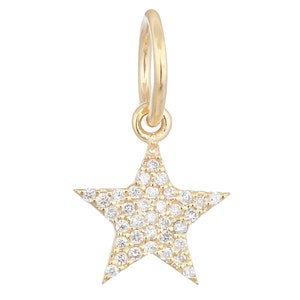 14k Solid Gold & Diamond Star Pendant,  (14K-DP-196)