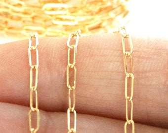 14k Gold Filled Paper Clip Chain, 1.80x4.85 mm links, Wholesale Price, (GF-032)