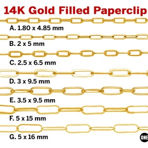 14/20 Gold Filled Paper Clip Chain, Paperclip Chain, Drawn Cable Paper Clip, Drawn Cable, Gold Filled Paper Clip, Necklace Jewelry Chain