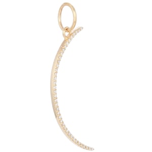 14k Solid Gold & Diamond Crescent Moon Pendant,  (14K-DP-157)