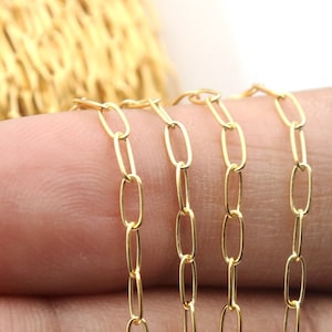 14k Gold Filled Paperclip Chain, 5.1x2.2 mm, unfinished paperclip chain, drawn link chain, gold filled chain (GF-073)
