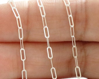 Cadena plana de plata esterlina con forma de clip, 5,5 x 2 mm, precio al por mayor, (SS-022)