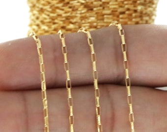 14K Gold Filled Elongated Box Chain, 3x1.4 mm, Wholesale Pricing, (GF-157)