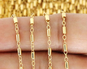 Cadena de eslabones chapada en oro de 14 quilates, 3x2,2 mm, precio al por mayor (GF-101)