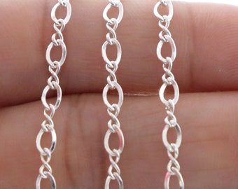 Sterling Silver figure 8 and oval links cable chain, 5x3 mm Links (014-SS)