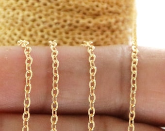 14K Gold Filled Textured Oval Cable Chain, 2x1.8 mm, Wholesale Pricing, (GF-028)