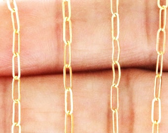 14K Gold Filled Flat Paperclip Chain, 5x2mm, Wholesale Pricing, (GF-020)
