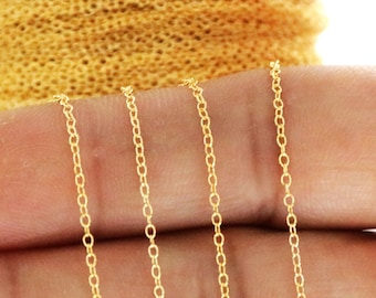 14K Gold Filled Oval Cable Chain, Fine Cable, 1.0x1.3mm, Wholesale Pricing, (GF-062)