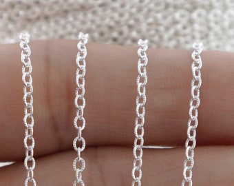 Cadena de eslabones texturizados de plata esterlina, 2,3 x 1,9 mm, precio al por mayor, (SS-036)