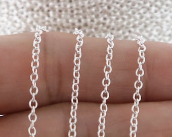 Cadena ovalada de plata de ley, tamaño mediano 2,2 x 1,9 mm, precio al por mayor, (SS-019)
