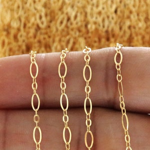 14K gold filled lange en korte kabelketting, 4 x 5 mm (GF-068)
