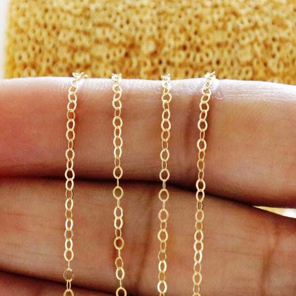 14K Gold Filled Flat Oval Cable Chain, 2x1.4 mm, (GF-063)
