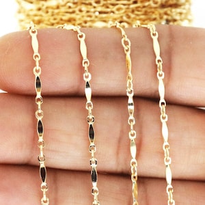 14K Gold Filled Diamond Shape Bar Chain, 8x1.5 mm,  (GF-122)